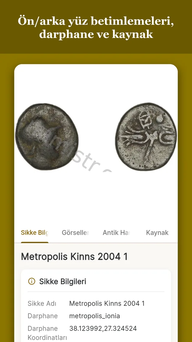 Sikke ayrıntı ekranı